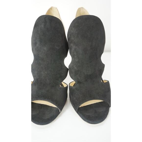 Jimmy Choo Tarine Black Suede Gold Leather Open Toe Cut Out Sandals SZ 38.5 $895 - Picture 10 of 10